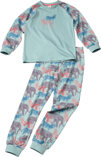 Schlafanzug mit Tier-Muster, blau, Gr. 110/116, 1 St