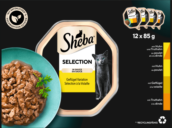 Nassfutter Katze Selection Geflügelvariation in Sauce, Multipack (12x85 g), 1,02 kg | Nassfutter Katze