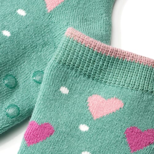 Socken & Gr. rosa, grün 23/26, Herz-Muster, St 1 mit ABS