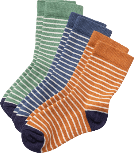 Socken mit Ringeln, blau + grün + gelb, Gr. 27/29, 3 St