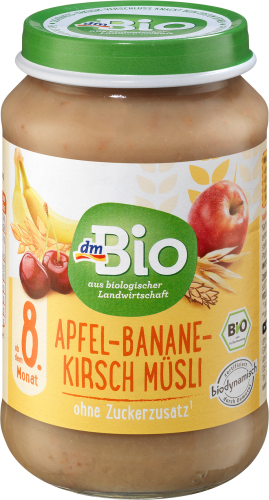 Frucht & Getreide Apfel-Banane-Kirsch Müsli Demeter, Monat, 190 g 8. dem ab