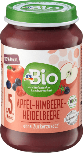 Früchte Apfel-Himbeere-Heidelbeere ab 5. Monat, g 190 Demeter, dem