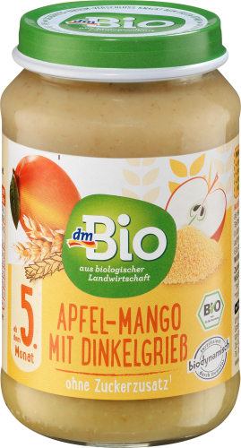 Frucht & Getreide Apfel-Mango mit Dinkelgrieß ab dem 5. Monat, Demeter, 190 g
