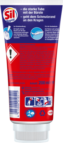 Handwaschmittel Sil Saptil für Reise mit & Vorbehandlung Bürste, 200 ml