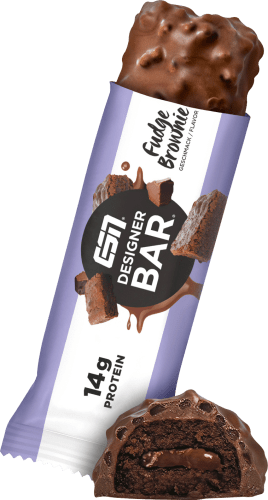 Proteinriegel Designer Bar, Fudge Brownie 45 g Geschmack
