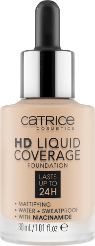 Foundation Liquid HD Coverage Waterproof 10 Light Beige, 30 ml