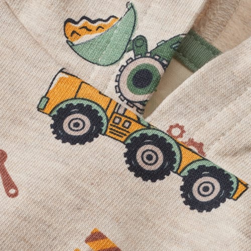 Kapuze, beige, Gr. St & 92, 1 Sweatshirt mit Baustellen-Muster