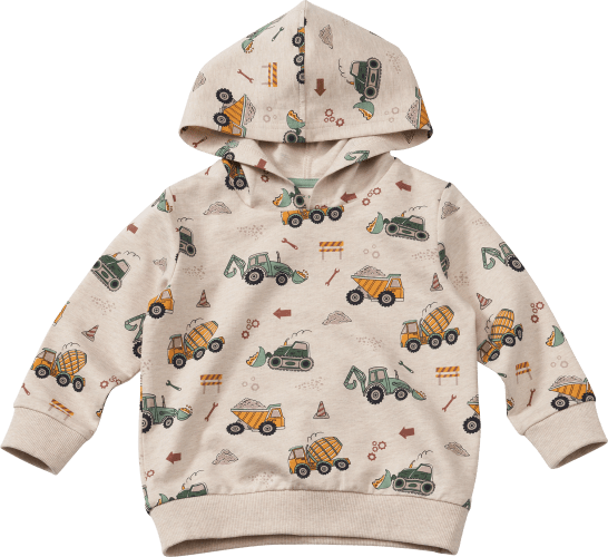 Sweatshirt mit Baustellen-Muster & Kapuze, beige, Gr. 104, 1 St