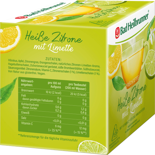 37,5 Früchtetee g (15 Limette Zitrone Beutel), Heiße mit