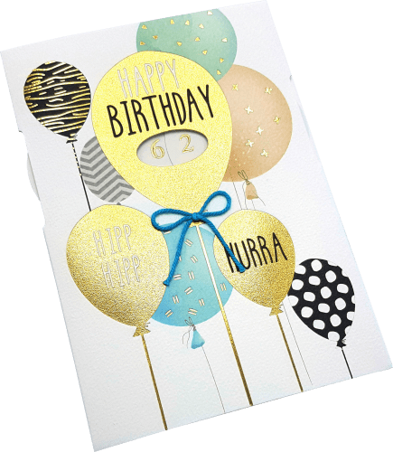 Geburtstag Grußkarte Drehzahl, Luftballons Kerzenmotiv 1 St