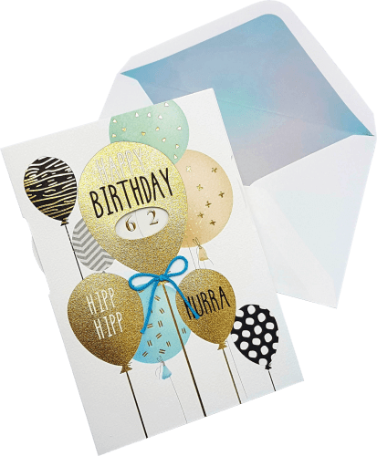 Grußkarte Geburtstag Kerzenmotiv Luftballons Drehzahl, 1 St