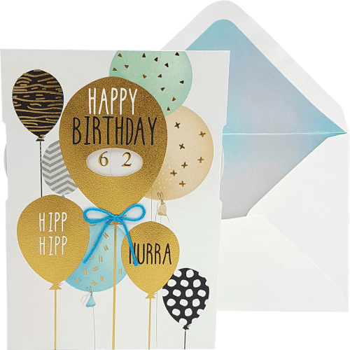 Geburtstag Grußkarte Drehzahl, Luftballons Kerzenmotiv 1 St