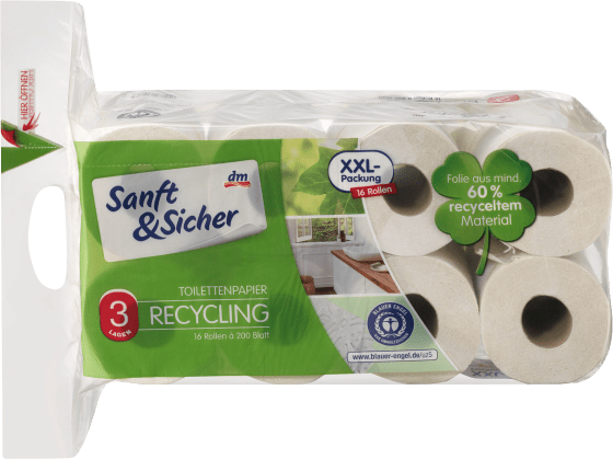 Toilettenpapier Recycling 3-lagig St 16 (16x200 Blatt)