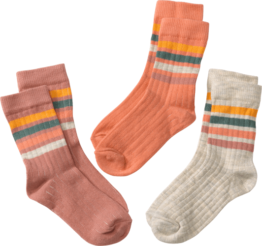 Socken mit Ringeln, rosa + 23/26, St beige, 3 Gr