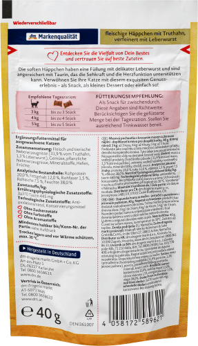 Katzenleckerli fleischige Truthahn, mit Leberwurst, 40 Exquisit, reich an Häppchen verfeinert g