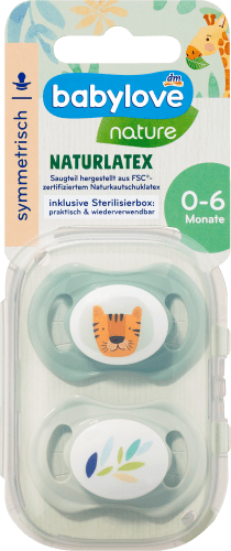 Schnuller Latex symmetrisch, Eukalyptus/Mint, Gr.1,  0-6 Monate, 2 St