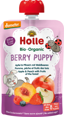 Quetschie Berry Puppy, Apfel & Pfirsich mit Waldbeeren ab 8 Monaten, 100 g