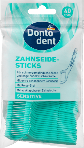 Dontodent Zahnseidesticks Sensitive mit Etui, St 40 40 St