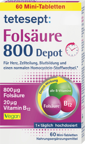 Folsäure 800 Depot Mini Tabletten 60 St., 15,3 g