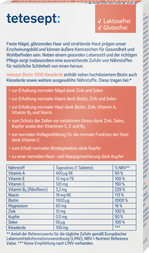 Biotin + Kieselerde Tabletten 30St., 30 g