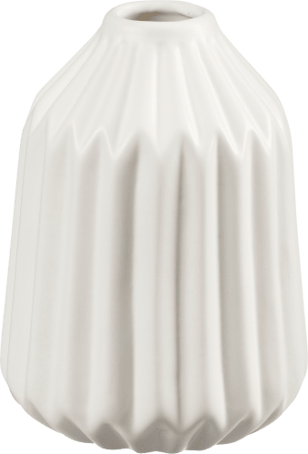 Keramikvase, gerillt, weiß, 1 St