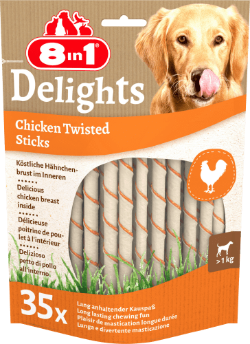 Hundeleckerli delights twisted Sticks, 35 Stück, 190 g | Leckerlis für Hunde