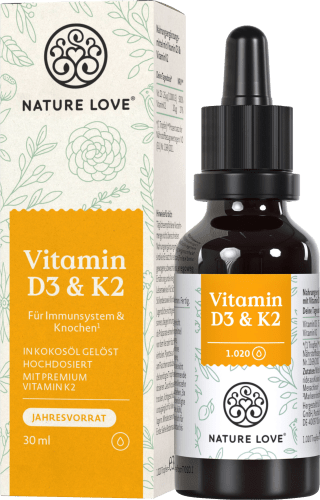 Vitamin D3 1000 I.E. + ml Tropfen, K2 30