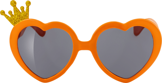 Orangene Party-Sonnenbrille in Herzform mir Krönchen-Detail, 1 St