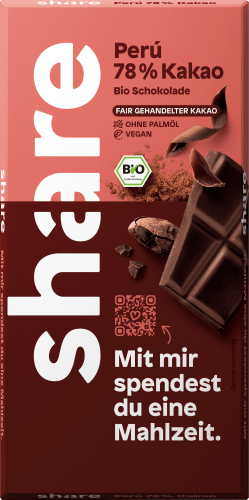 Schokolade, Edelbitter Peru 78 % Kakao, 100 g