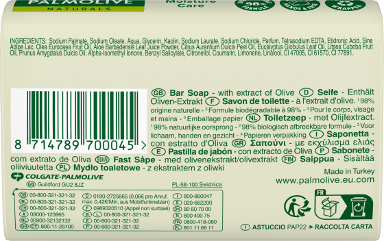 Milch, 90 Olive g Seifenstück & Naturals,