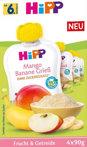 Quetschies Multi Mango Bananen Grieß, ab 6. Monat (4x90 g), 360 g