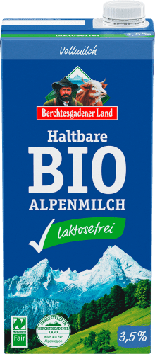 Milch, haltbare Alpenmilch, 3,5% Fett, laktosefrei, 1 l