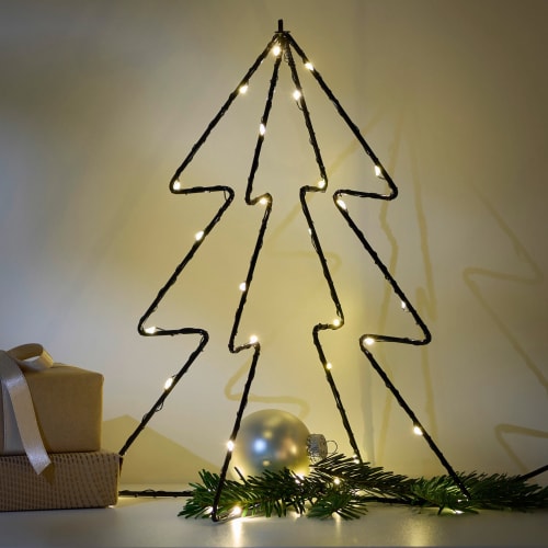 Dekoaufsteller, Weihnachtsbaum mit LED, schwarz, 1 St