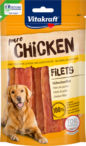 chicken, Filets 80 pure g Huhn, Kausnack Adult, Hund mit