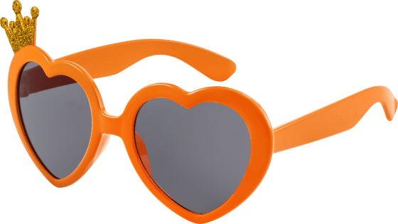 Orangene Party-Sonnenbrille Herzform St mir 1 Krönchen-Detail, in