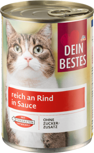 Nassfutter Katze, reich an Rind 415 g Sauce, in