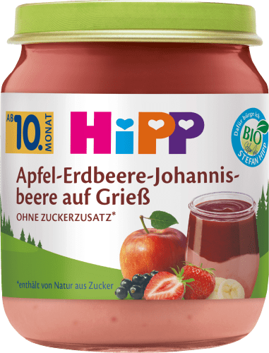 Frucht & Getreide Apfel-Erdbeere-Johannisbeere auf Grieß, ab dem 10. Monat, 200 g