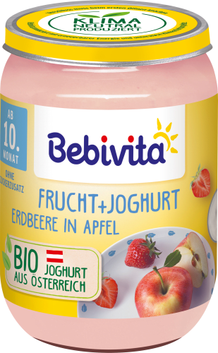Frucht & Joghurt Erdbeere in Apfel, ab dem 10.Monat, 190 g | Babygläschen & Co.