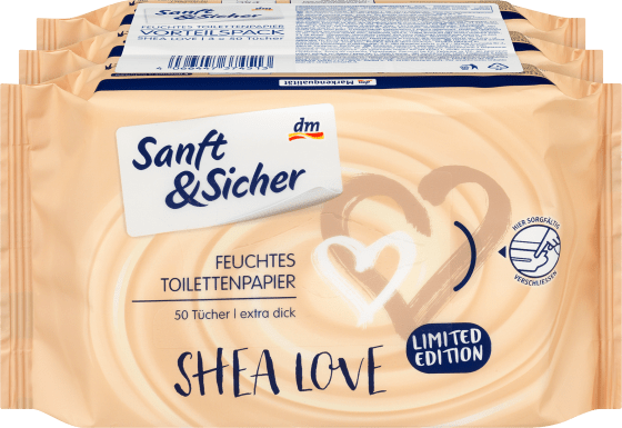 Feuchtes Toilettenpapier Shea Love (3x50 St), 150 St