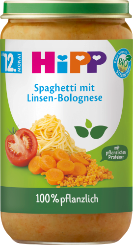 Menü Spaghetti mit Linsen-Bolognese Monat ab g 12. pflanzlich, 250