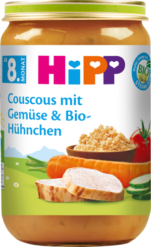 ab g Gemüse & Bio-Hühnchen 220 Couscous Menü mit Monat, 8. dem