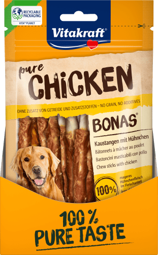 Kausnack Hund mit Huhn, Adult, pure 80 g Kaustangen Bonas chicken