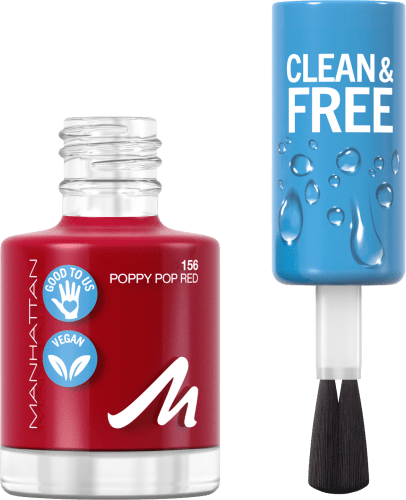 Nagellack Clean & 8 ml Poppy Free Pop Red, 156