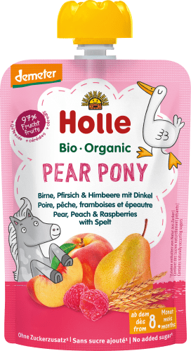 Quetschie Pear Pony, Birne, Pfirsich & Himbeere mit Dinkel ab 8 Monaten, 100 g