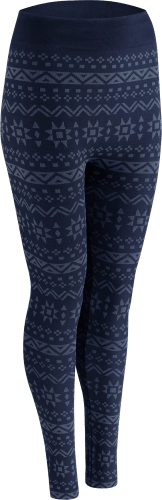 Gr. 1 St 40/42, Leggings Norweger-Muster DEN, 100 Kuschel blau mit