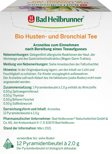 Husten- 24 (12 Bronchial Bio Arzneitee, & Tee Beutel), g