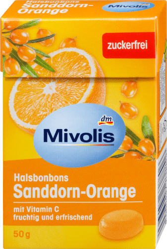 Bonbon, Sanddorn-Orange, zuckerfrei, 50 g