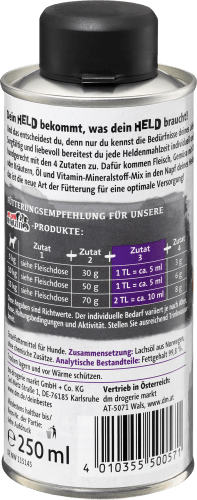 Hund ml 250 Lachsöl, pures Heldenmahlzeit, Nahrungsergänzung