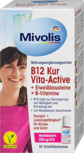 B12 Vita-Active Kur + Eiweißbausteine + B-Vitamine, hochdosiert, 10 Trinkfläschchen, 100 ml