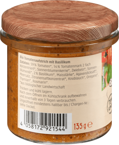 Gemüseaufstrich, Tomate Basilikum, 135 g